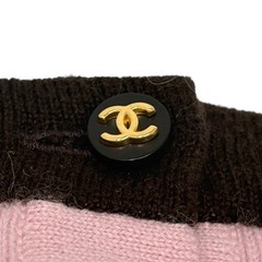 CHANEL Vintage 96A CC Logo Button Cashmere Knit Top T-shirt #36 Pink Brown