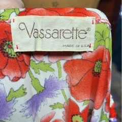 Woman’s Vintage Vassarette Long Sleeve Floral Maxi Dress Red, Purple, and Green