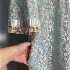 Odette Barsa Lace Lingerie Slip Dressing Gown Robe Medium Peignoir Blue Cream