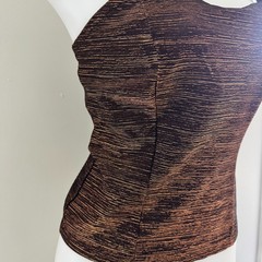 vtg 90s FORMULA X Brown Bronze Copper METALLIC Tank Top Club Delias S USA Y2K