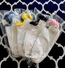 VTG 70s 80s Retro Fluffy Terry Pom Pom Sport Socks NOS Cotton 4 Pairs Irregular