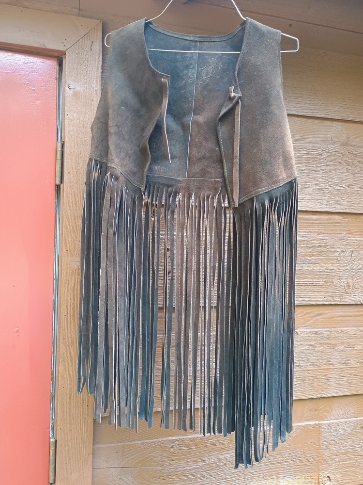 Vintage 60’s/70’s Leather Suede Fringe Vest; Boho, Hippie, Western