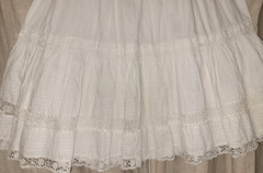 Antique Edwardian Cotton Pintucked Cluny Lace Petticoat S/M