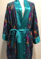 Vtg Victoria’s Secret Purple Teal Floral Satin Robe One Size S M L