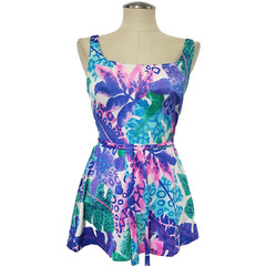 Vtg Gabar Blue/Pink Swim Suit One Piece Nylon Blend 8?