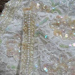 Laurence Kazar Vintage Beaded Lace Jacket Ivory Floral Sequin Pearl Size 1X