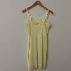 Vintage Sears Nylon Lace Full Slip Yellow Size 34 Dainty