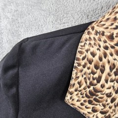 Vintage DBY Ltd Black Leopard Print Collar Short Sleeve Blazer Top Size 3/4