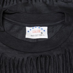 Vintage 1980s Shredded Fringe ST THOMAS 1987 Single Stitch Black T Shirt Size XL