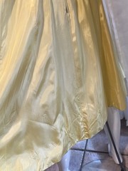 Vintage Buttercream Lined Yellow Strapless Satin Darted Boned Bust Circle Dress