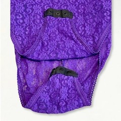 Vintage 1970s Frederick’s of Hollywood Purple Lace Lingerie Bodysuit Size Large