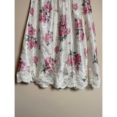 Lucie Ann II Vintage Floral Lace Slip Skirt Pink Rose Large Coquette Cottagecore