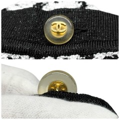 CHANEL Vintage 97P CC Logo Button Tweed Cardigan Sweater Top Black White