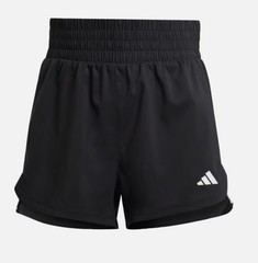 adidas women Pacer Training 3-Stripes Woven High-Rise Shorts Size S Black
