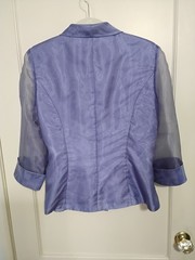Alex Evenings Blouse Top Blue/Lavender Tie Belt Large