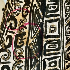 1950s Cotton Tribal Tiki Tropical Black White Circle Skirt Sequins Rockabilly
