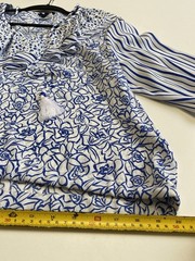 Vintage 80s Diane Fres L Georgette Blouse & Full Skirt Set Blue Drawstring Top
