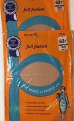 3 PAIRS 8 1/2 X 29” SEAMED F/F FLAT KNIT VINTAGE 15DEN NYLON STOCKINGS CHAMPAGNE