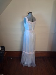 vintage 1960s Dress, Maxi Lorrie Deb White Pink Summer Sun Prom Dress Size M
