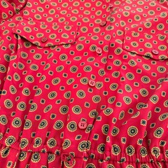 Appleseeds Vintage Red Medallion Print Pleated Midi Shirt Dress 12P Belted
