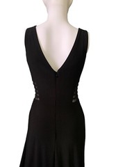 VTG 90s y2k Maxi Dress Gown Night Way Evening Formal Mesh Slit Lrg Black