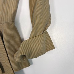 I. Magnin Women 3 Piece Skirt Suit Set S Tan Blue Striped 50s New Look Vintage
