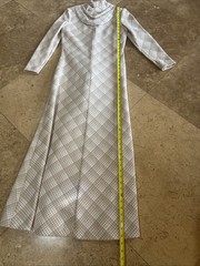 VTG 1970s Dress Jane Justin Don Sophisticates Metallic Diamond Print Boho Glam
