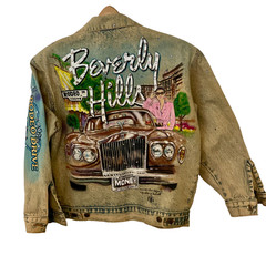 Vintage TONY ALAMO Beverly Hills Rodeo Drive Studded Denim Jacket XL JR Size