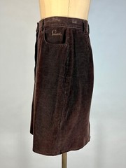 Vintage 1990’s brown corduroy button-front hi-waist short skirt by PATRICK X