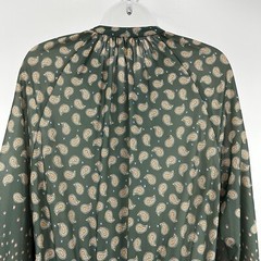 Nancy Greer Dress Womens M Green Paisley VTG 70s Peasant Boho Prairie Hippie