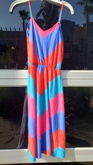 Vintage 70s 80s BETSY’S THINGS Chevron Sun Dress Summer Spaghetti Straps XS S