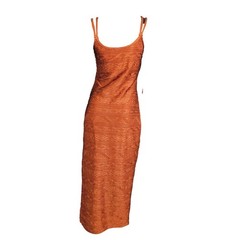 Vintage Y2K Shape FX Newport News Orange Textured Bodycon Maxi Dress Womens M
