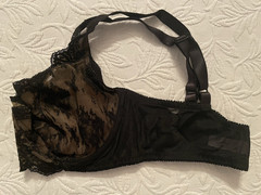 VTG Victoria Secret Bra 34D black floral lace underwired unlined 2001