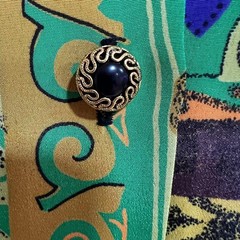 Vintage Martinique Abstract Panel Print Button Front Blouse Art Deco 90s L