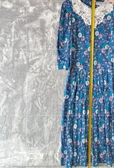 Jane Schaffhausen Belle France Vintage Dress Women 8 Teal Burg Blue Floral Lace