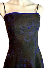 Black Formal Dress Embroidery & Sequin Pattern W/Tulle Slip SIZE M
