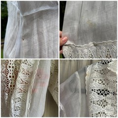 Vintage Early 1900s Antique Batiste Battenburg Lace Edwardian Tea Lawn Dress