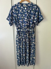 Vintage Leslie Fay Rose Print Dress With Belt Tea Floral Small Medium Petite 10