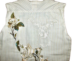 VTG Y2K Johnny Was 3 J Workshop Leather Embroidered tie back Vest M VERY RARE