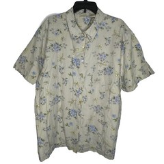 Bobbie Brooks Vintage Button Up Top 22W 24W Tan Floral Butterfly Grandma Granny