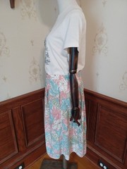 Vintage 1970s/1980s Koret Brand Pastel Floral Print Boho Cottagecore Midi Skirt