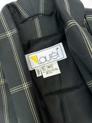 Laurel Women’s Vintage Windowpane Check Charcoal Gray Skirt Suit Size 34
