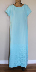 Vintage 1970s Light Blue Polyester Short Sleeve Maxi Shift Dress Women’s L/XL