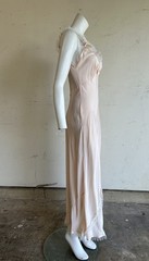 1940s Artemis Ballet Pink Bias Cut Nightgown Slip Dress w/ Tulle & Ribbon Work