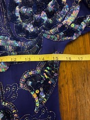 VTG Swee Lo Silk Bead Sequin Blue 100% Silk Cocktail Evening Dress Medium 80s