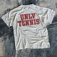Made in U.S.A. UNLV TENNiS HEATHER ASH CREAM SLUBBY STRiPED SiNGLE STiTCH BELTON