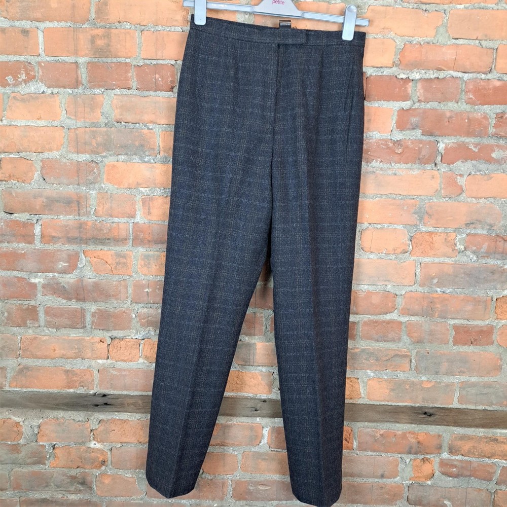 Willie Smith Womens Pants Gray Wool Gold Pinstripes Made in Italy Lined Size 8