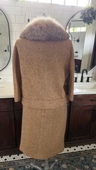 STUNNING Vintage Marissa of California Fox Fur Beige Tan Skirt Suit Set Sz 8-10