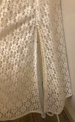 Vtg 80s Lace Kurti Tunic India Bridal B 36 Hip 40 Nehru Collar Deep Side Slit EC