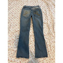 vintage low rise heart patchwork bootcut flare jeans